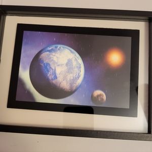 Earth from the space 3D Card with frame  wall decoration  6.5" T x 8.5"L